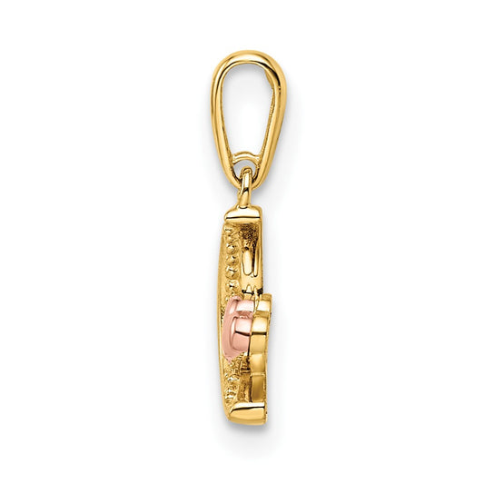 14k Two-tone Madi K CZ Moon with Heart Childrens Pendant