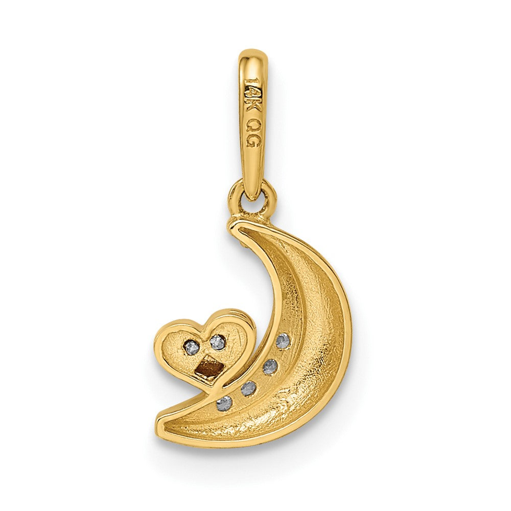 14k Two-tone Madi K CZ Moon with Heart Childrens Pendant