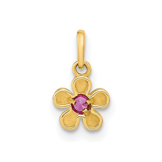 14K Madi K Polished CZ Flower Post Earrings and Flower Pendant Childrens Set