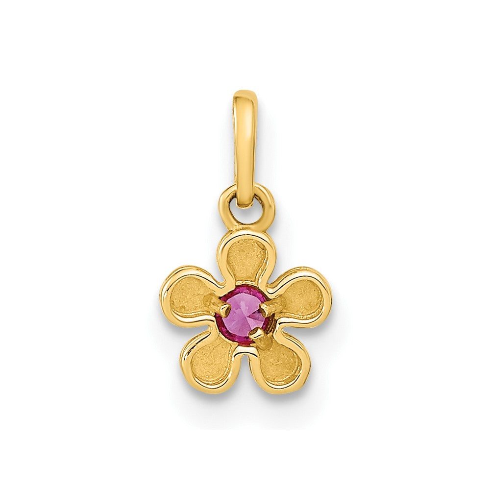 14K Madi K Polished CZ Flower Post Earrings and Flower Pendant Childrens Set