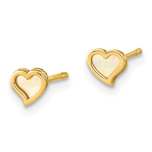 14K Madi K Polished 5mm Heart Mother of Pearl Childrens Post Earrings