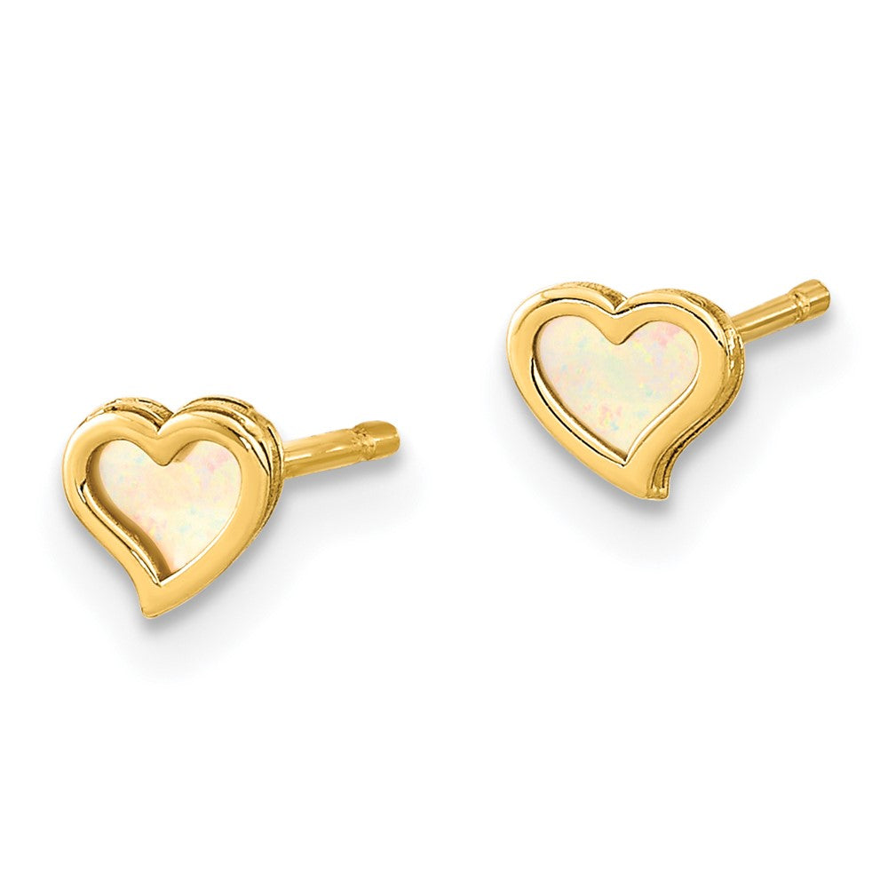14K Madi K Polished 5mm Heart Mother of Pearl Childrens Post Earrings