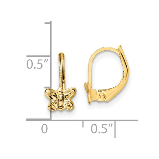 14K Madi K Polished Butterfly Childrens Leverback Earrings