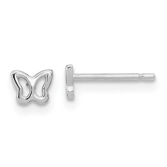 14K White Gold Madi K Tiny Butterfly Childrens Post Earrings