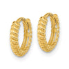14K Madi K Polished Textured 2x10mm Hinged Hoop Earrings