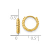 14K Madi K Polished Textured 2x10mm Hinged Hoop Earrings