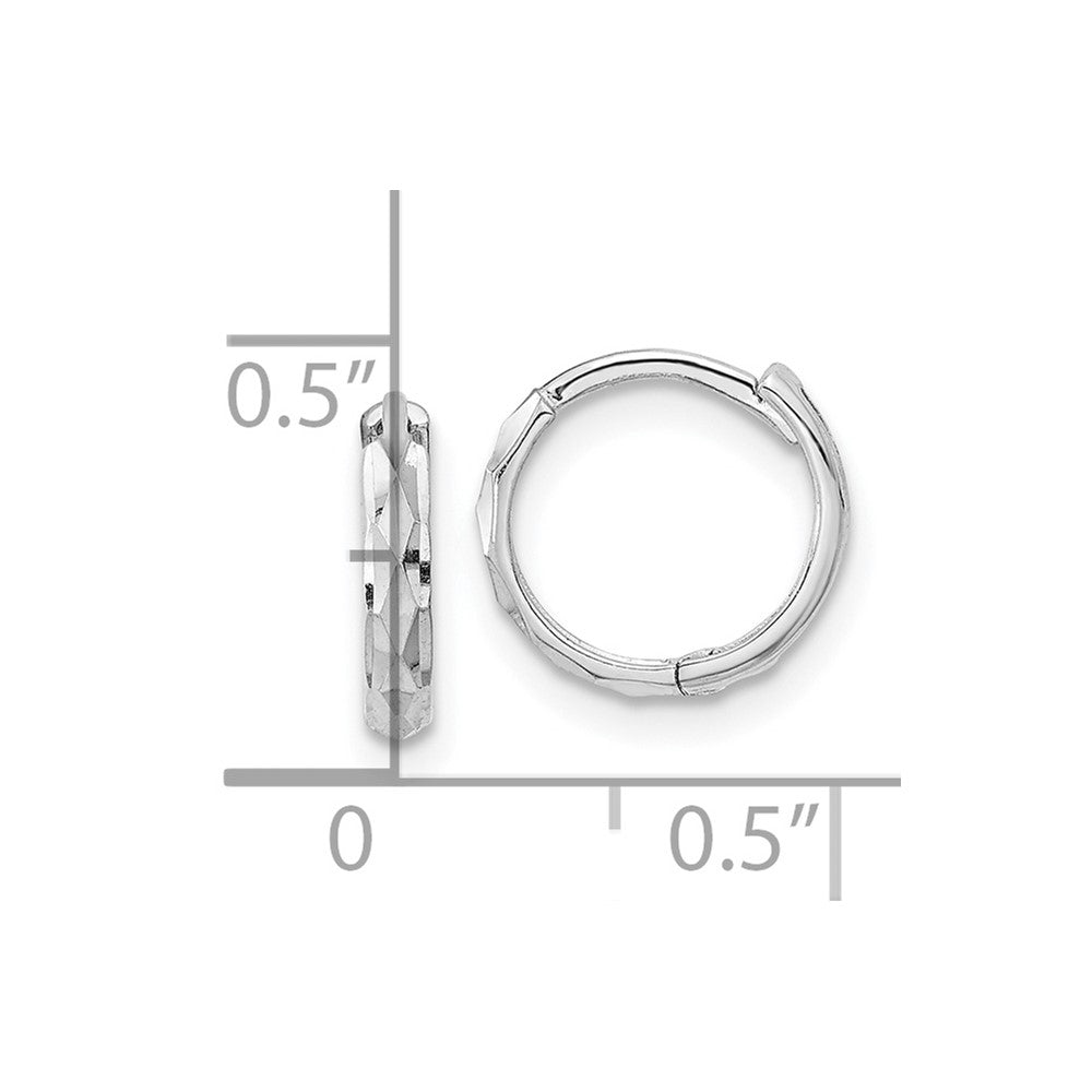 14K White Gold Madi K Diamond-Cut 2x10mm Hinged Hoop Earrings