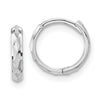 14K White Gold Madi K Diamond-Cut 2x10mm Hinged Hoop Earrings