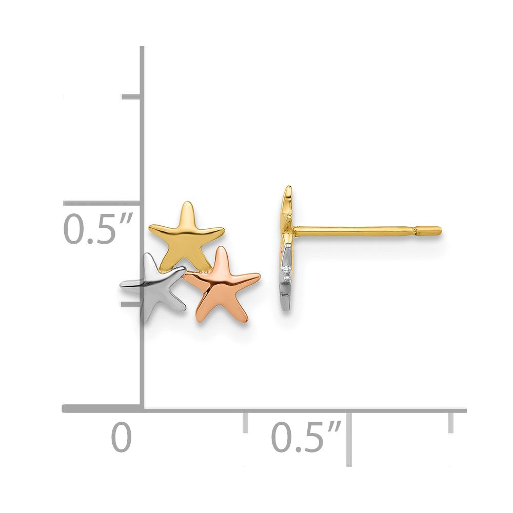 14k with Rose and White Rhodium Madi K Polished Stars Childrens Post Earrings