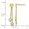 14k Madi K Polished CZ Hearts Post Dangle Earrings