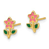 14k Madi K Polished Enameled Flower Childrens Post Earrings