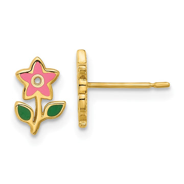 14k Madi K Polished Enameled Flower Childrens Post Earrings