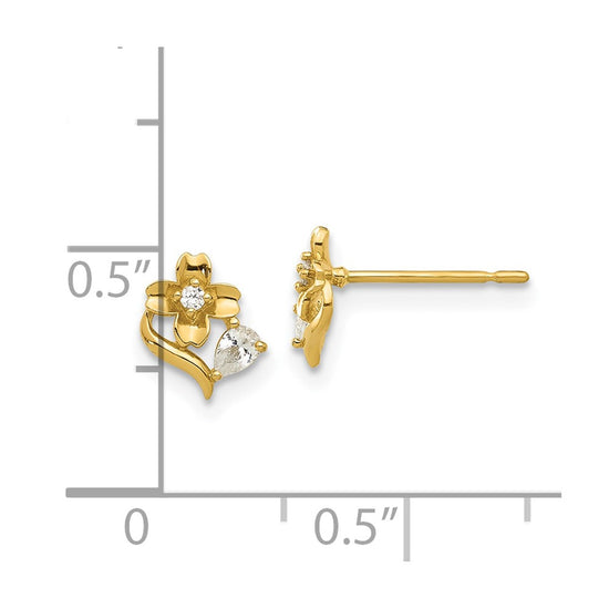 14k Madi K Polished CZ Flower Childrens Post Earrings
