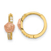 14k Two-tone Madi K Polished CZ Childrens Hinged Hoop Earrings