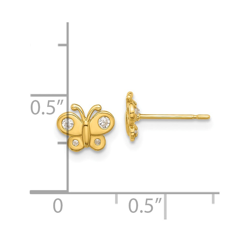 14k Madi K Polished CZ Butterfly Childrens Post Earrings