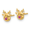 14k Madi K Polished CZ Reindeer Childrens Post Earrings