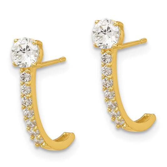 14k Madi K Polished CZ J-Hoop Post Earrings