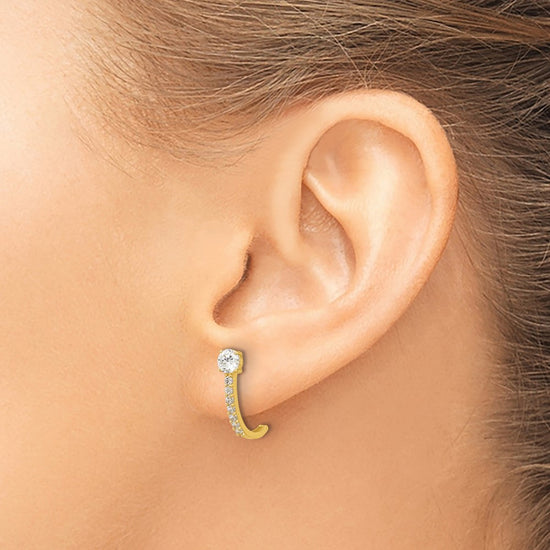 14k Madi K Polished CZ J-Hoop Post Earrings