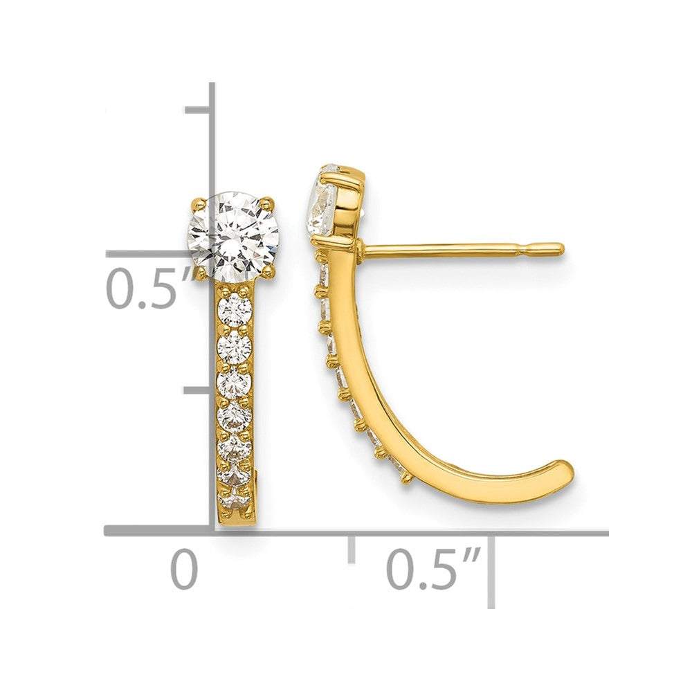 14k Madi K Polished CZ J-Hoop Post Earrings