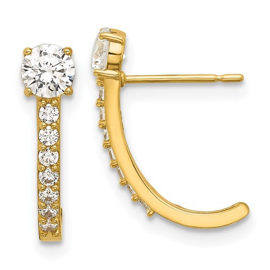 14k Madi K Polished CZ J-Hoop Post Earrings
