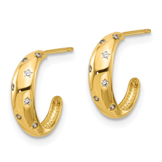 14k Madi K Polished CZ 3.5x12mm J-Hoop Post Earrings