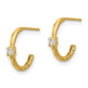 14k Madi K Polished CZ and Link 2x12mm J-Hoop Post Earrings