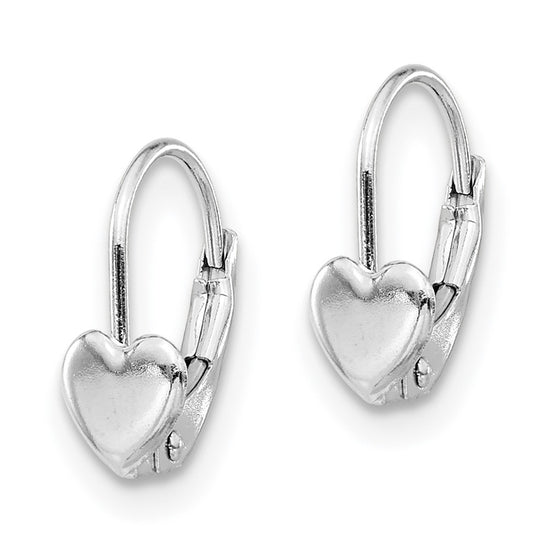 14k White Gold Madi K 5.00mm Heart Childrens Leverback Earrings