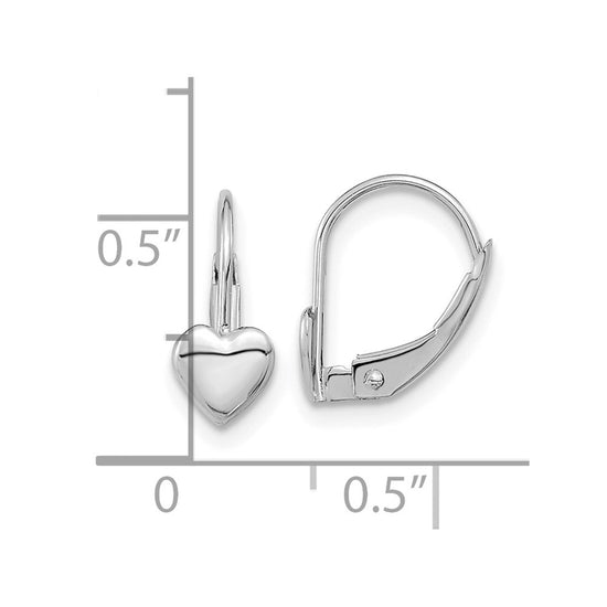 14k White Gold Madi K 5.00mm Heart Childrens Leverback Earrings