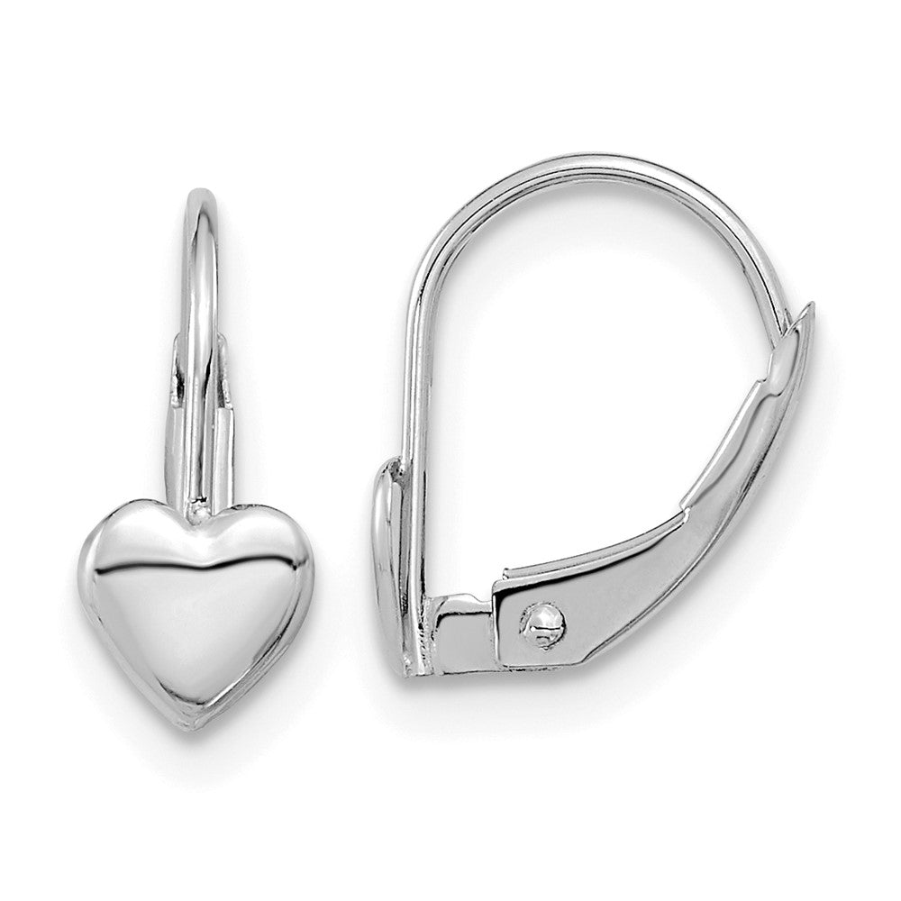 14k White Gold Madi K 5.00mm Heart Childrens Leverback Earrings