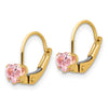 14k Madi K 4mm Pink CZ Childrens Leverback Earrings