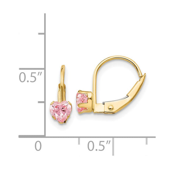14k Madi K 4mm Pink CZ Childrens Leverback Earrings
