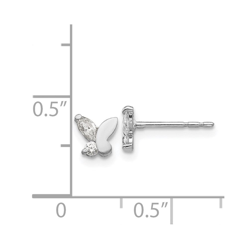 14k White Gold Madi K CZ Butterfly Childrens Post Earrings
