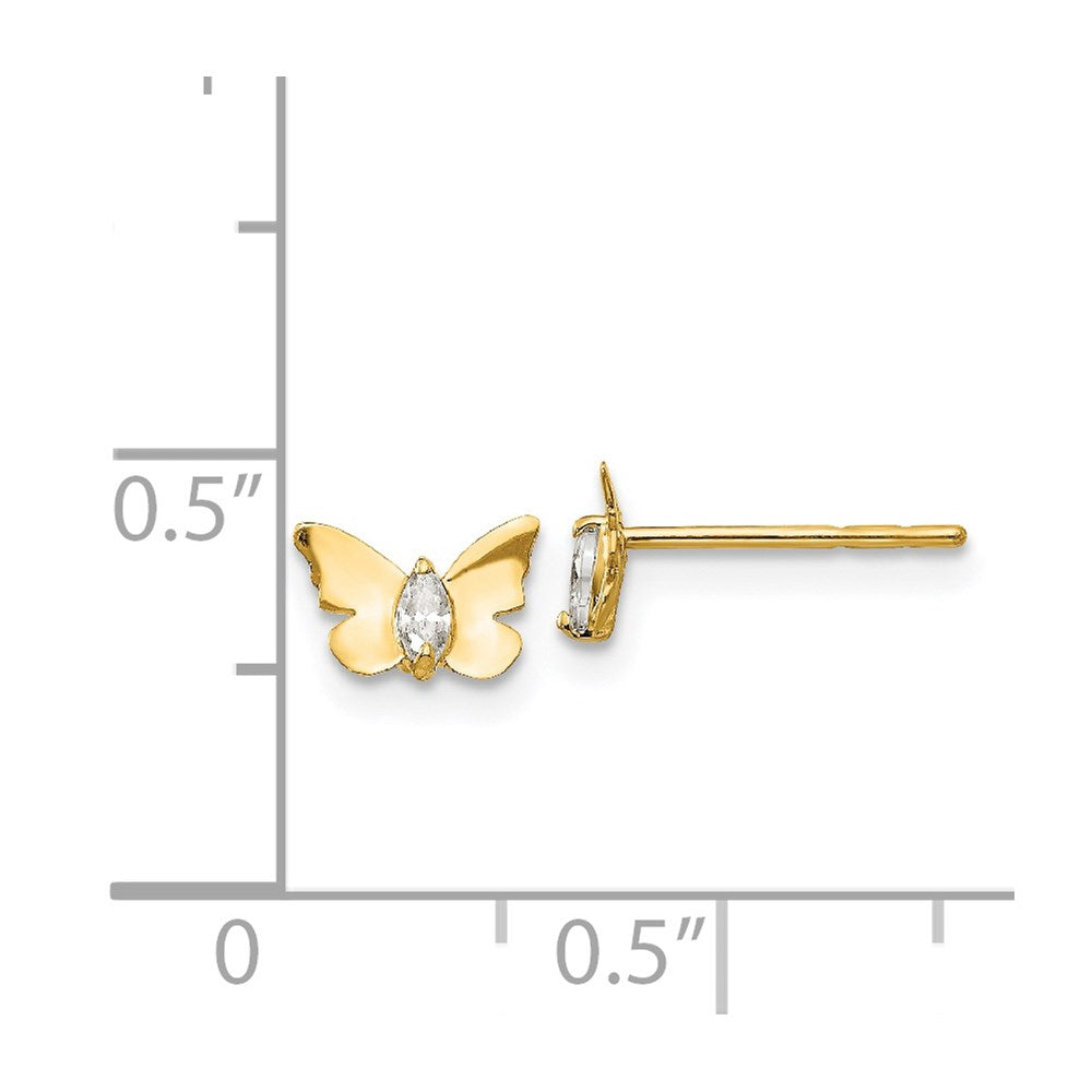 14k Madi K CZ Butterfly Childrens Post Earrings