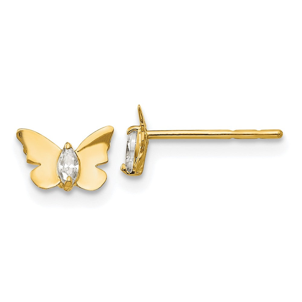 14k Madi K CZ Butterfly Childrens Post Earrings