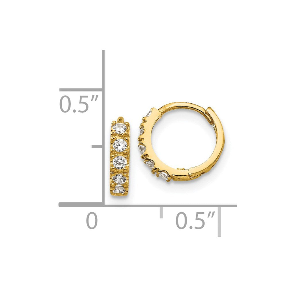 14k Madi K CZ 3x9mm Childrens Hinged Hoop Earrings