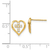 14k Madi K CZ Heart Cross Childrens Post Earrings