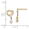 14k Madi K Two-tone CZ Cross and Heart Childrens Post Earrings