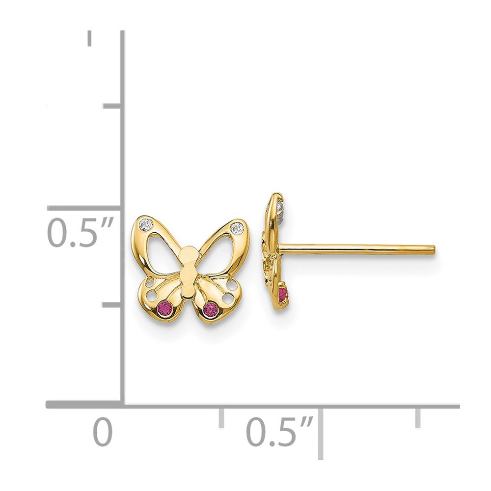 14k Madi K Red and Clear CZ Butterfly Childrens Post Earrings