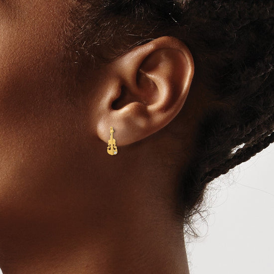 14k Madi K CZ Violin Childrens Post Earrings