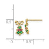 14k Madi K CZ Christmas Tree Dangle Childrens Post Earrings