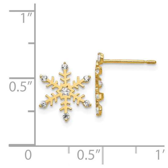 14k Madi K CZ Snowflake Childrens Post Earrings