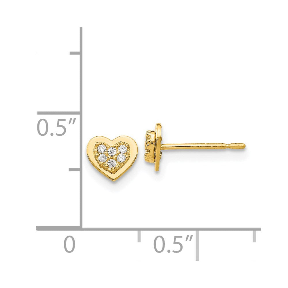 14k Madi K CZ 5mm Heart Childrens Post Earrings