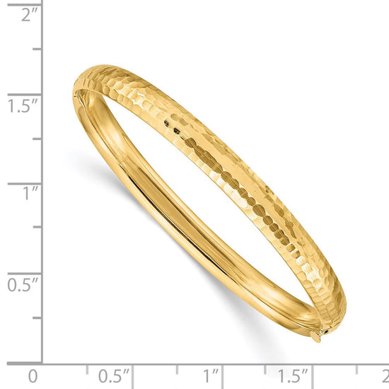 14k Madi K Kids Polished Hammered 5mm Hinged Childs Bangle