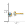 14k Madi K Polished 3mm Round Blue and Clear CZ Halo Screwback Post Earrings