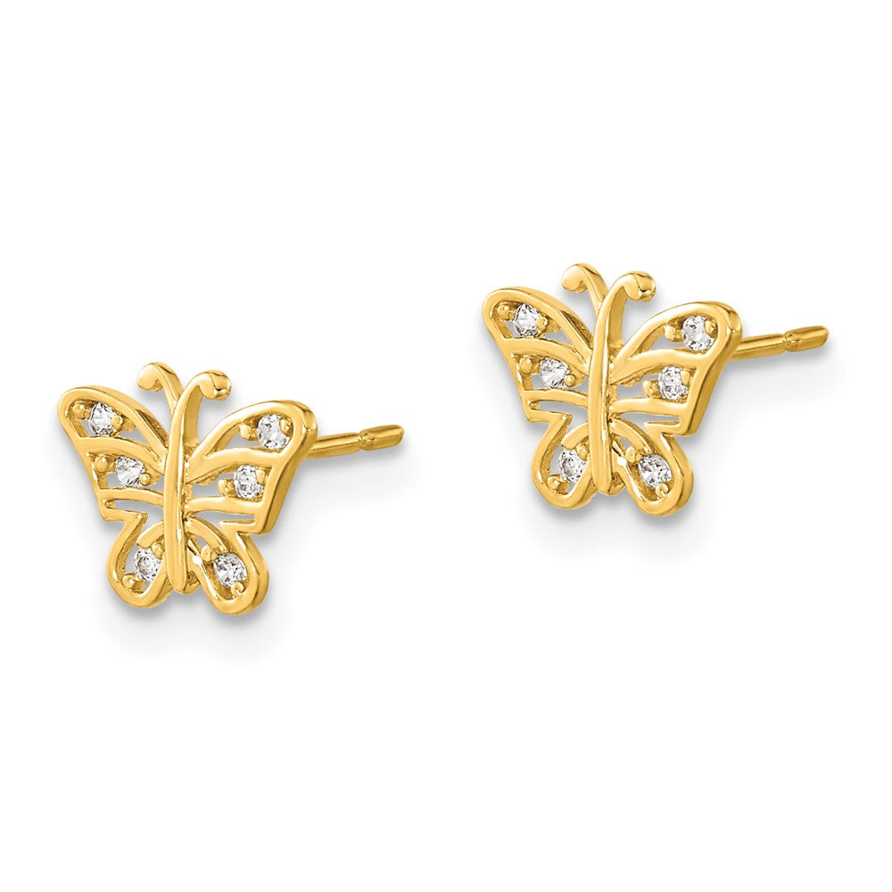 14k Madi K Kids CZ Butterfly Childrens Post Earrings