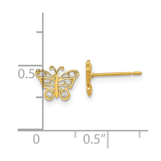 14k Madi K Kids CZ Butterfly Childrens Post Earrings