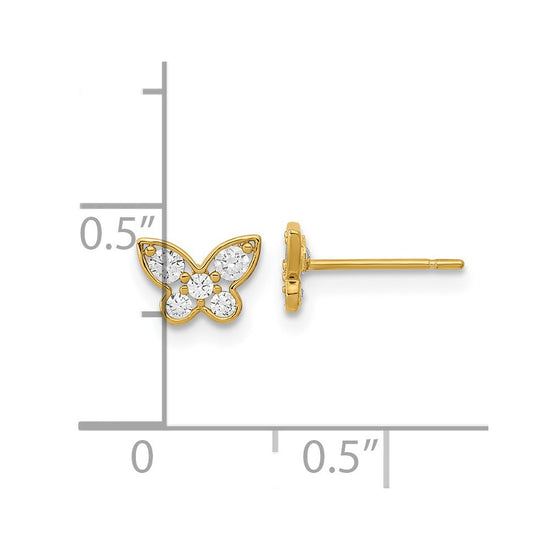 14k Madi K Kids CZ Butterfly Childrens Post Earrings