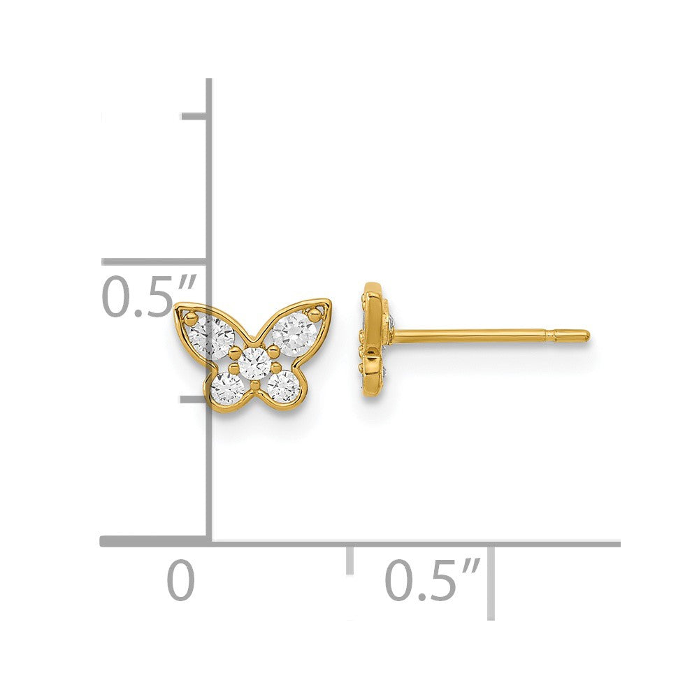 14k Madi K Kids CZ Butterfly Childrens Post Earrings
