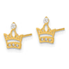 14k Madi K Kids CZ Crown Childrens Post Earrings