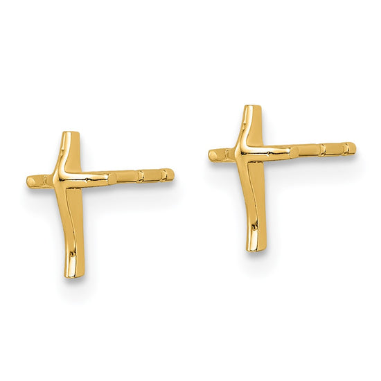14k Madi K Cross Childrens Post Earrings
